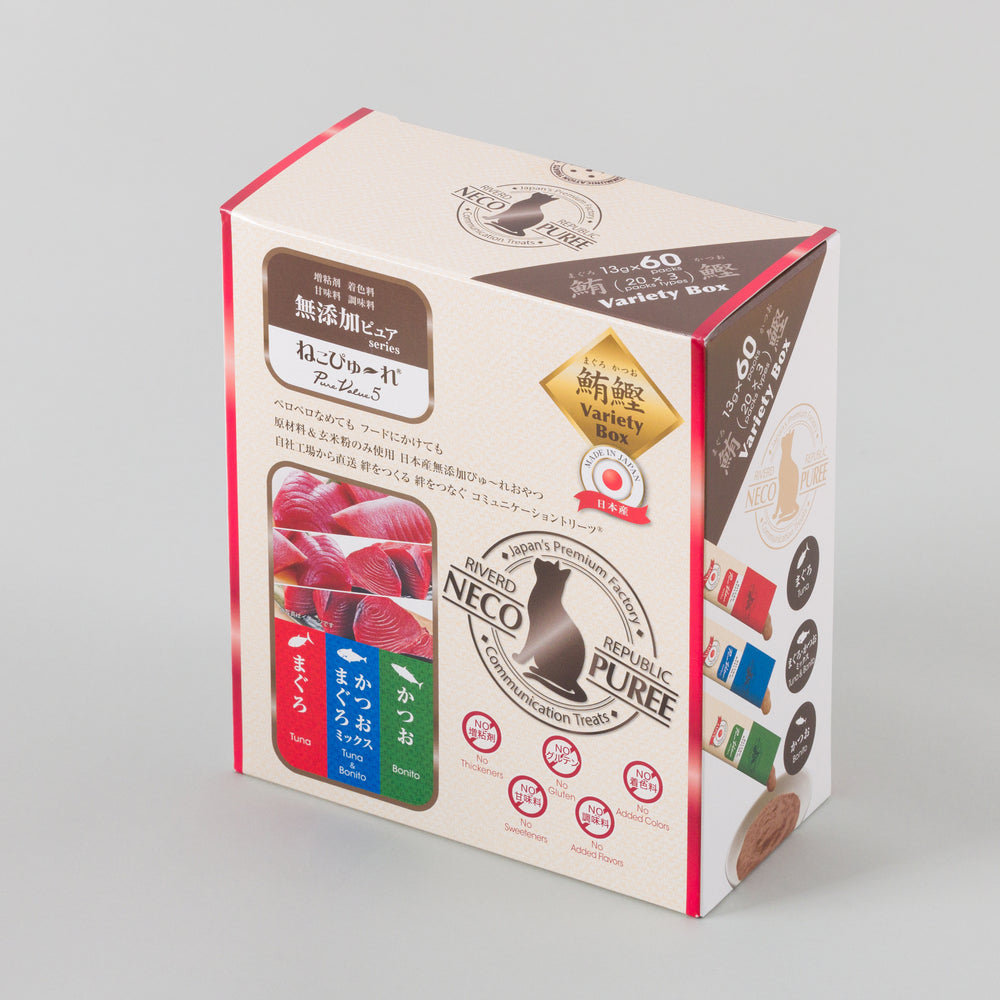 
                  
                    ねこぴゅ～れ 無添加ピュア PureValue5 Variety Box 鮪鰹 <まぐろ/かつお/まぐろかつお> 60本
                  
                