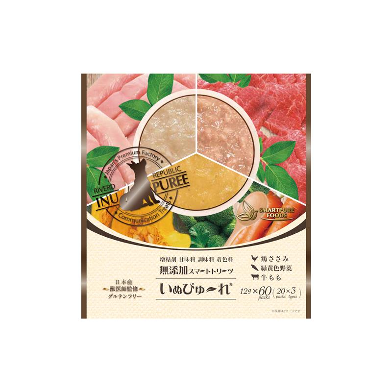 
                  
                    いぬぴゅ～れ 無添加スマートトリーツ バラエティボックス 肉菜 12g×60本入[鶏ささみ 野菜ミックス 牛もも]
                  
                