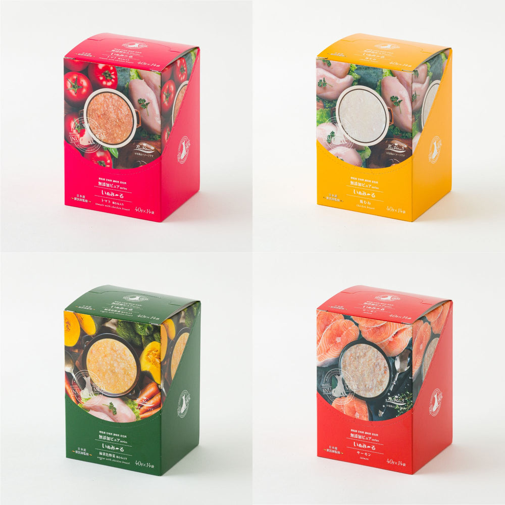 いぬみ～る 無添加ピュア PureValue5 Variety Set <トマト/鶏むね/緑黄色野菜/サーモン> 40g×56袋（4種×14袋）