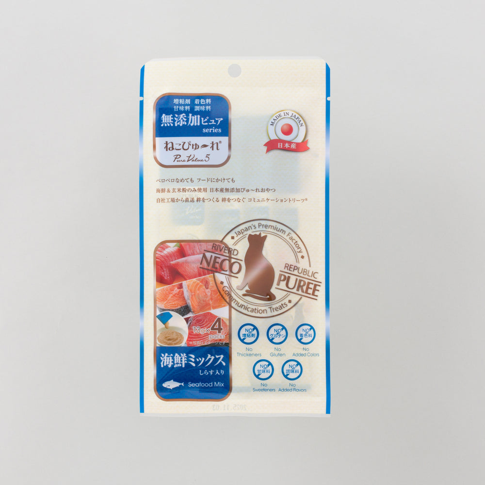 ねこぴゅ～れ 無添加ピュア PureValue5 海鮮ミックス 4本