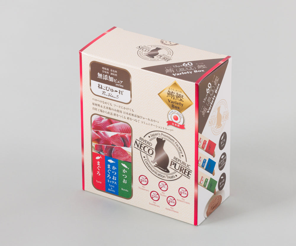 ねこぴゅ～れ 無添加ピュア PureValue5 Variety Box 鮪鰹 <まぐろ/かつお/まぐろかつお> 60本