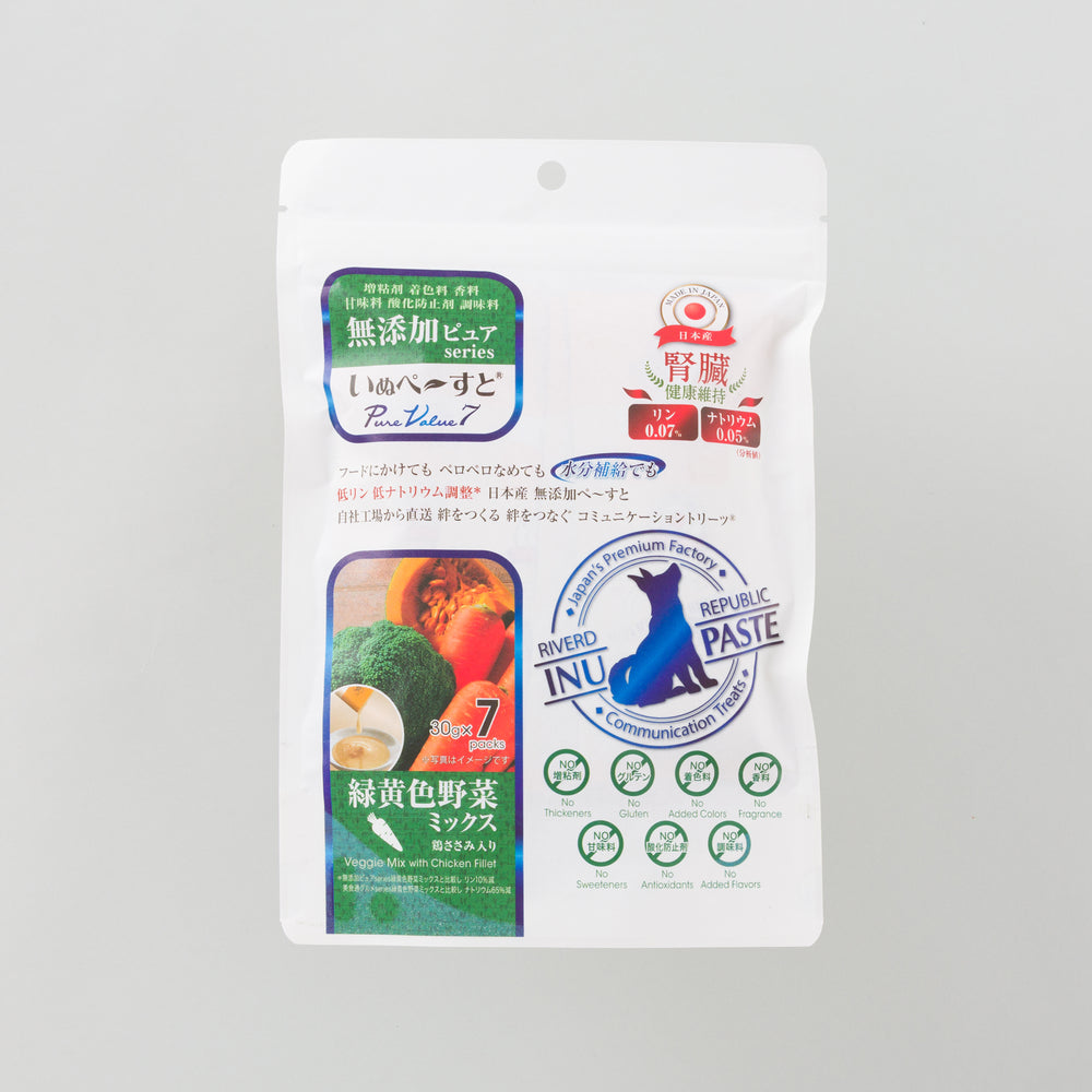 いぬぺ～すと 無添加ピュア PureValue7 腎臓 健康維持 緑黄色野菜ミックス 7本